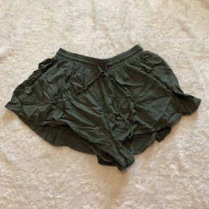 Olive Green Fabric Shorts